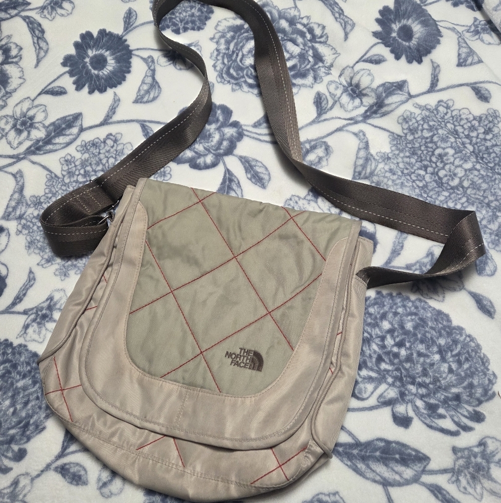 The North Face Beige and Taupe Quilted Crossbody Bag